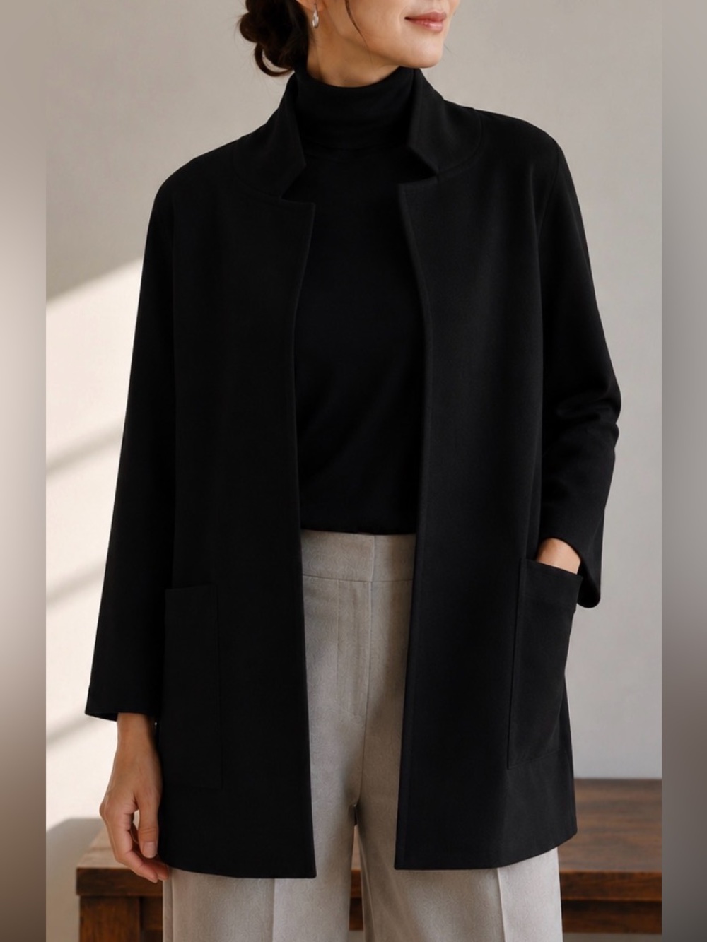 J. Crew Black Open-Front Relaxed Blazer